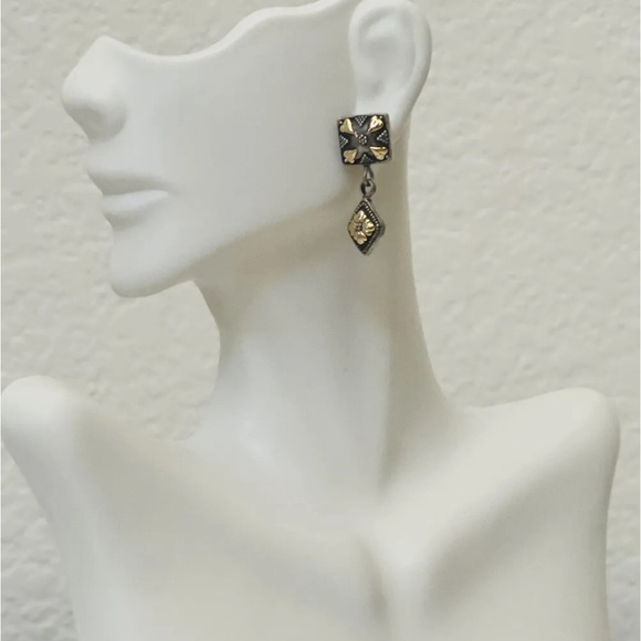 Stunning RARE John Hardy Drop Dangle Sterling Silver 18k Gold Earrings